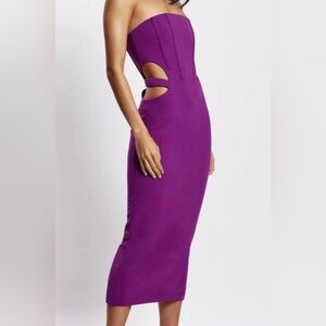 Meshki Catherine Cut midi dress -Vibrant violet Purple Backless Dress